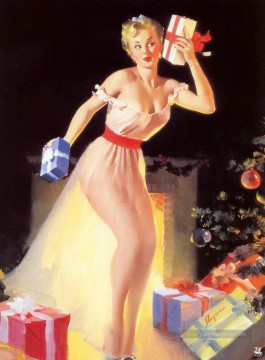 Filles pin up œuvres - Un réveillon de Noël en attente de Santa 1954